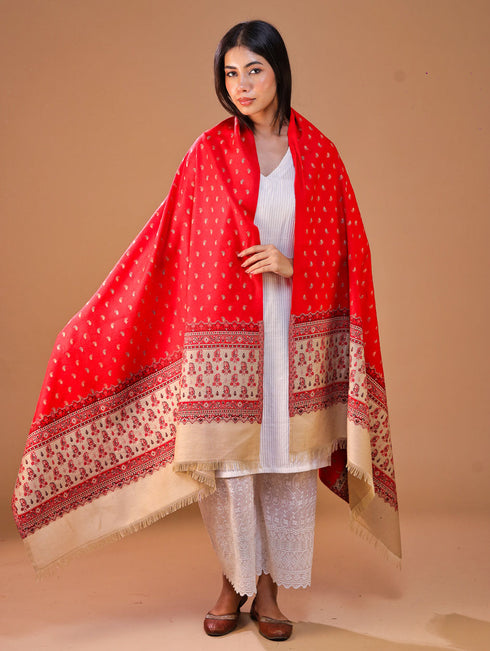 Women's Jamawar Aari Embroidery Wool Shawl